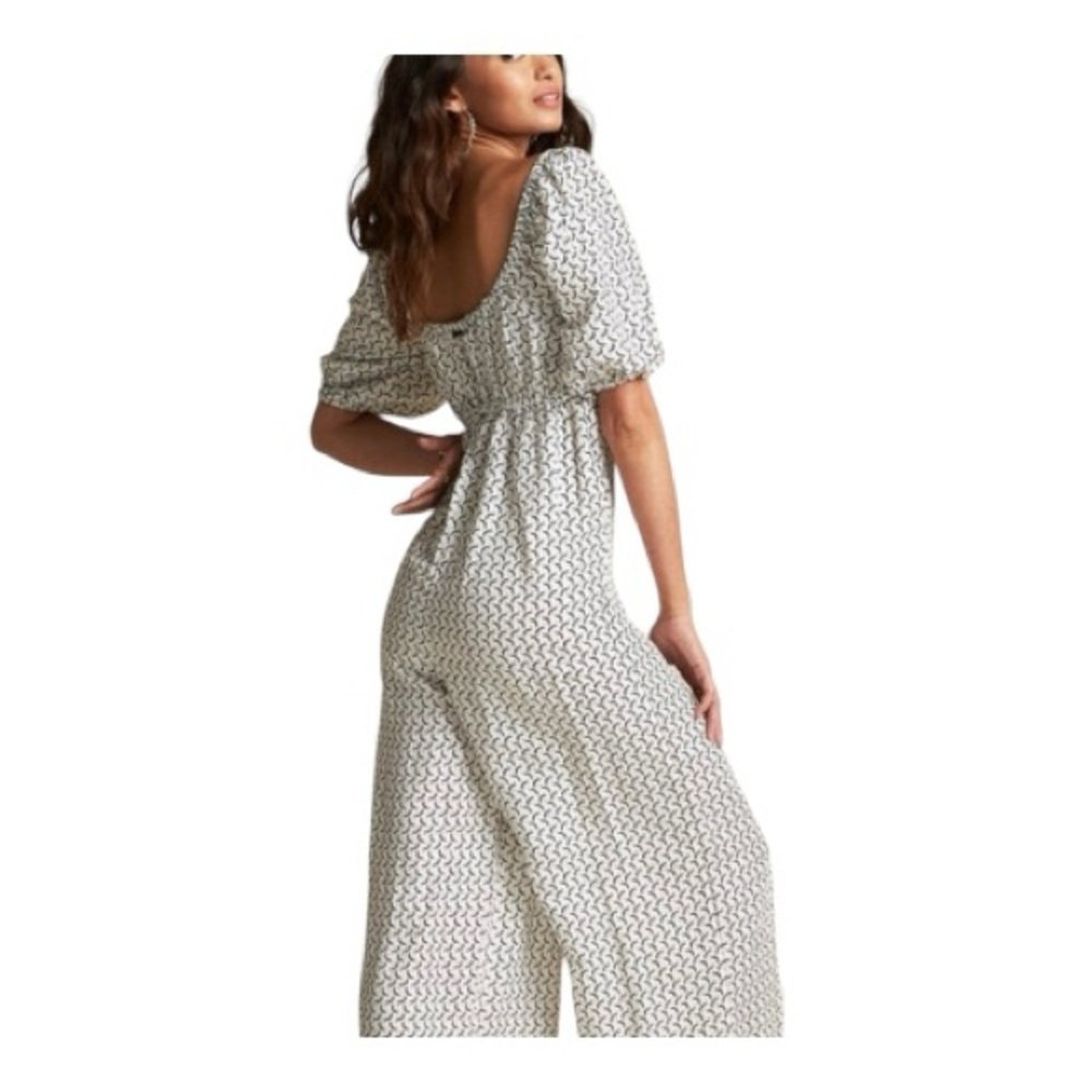 🆕 🤍🌿 NWOT BILLABONG x Sincerely Jules “Shout It Out” Puff Sleeve Jumpsuit | Sz S - Picture 2 of 11